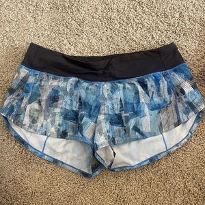 Lululemon size 8 shorts, blue pattern